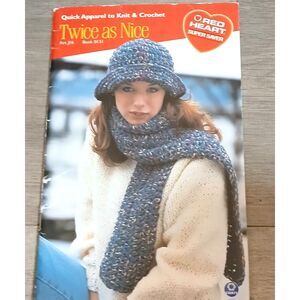 Vintage Red Heart Twice as Nice quick apparel to knit crochet booklet #0131